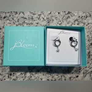 NWT jBloom Silver Tone Pearl Drop Hoop Earrings